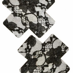 GE Apparel Black X Floral Lace Pasties