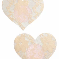 GE Apparel Beige Sheer Lace Heart Pasties