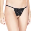 Music Legs Lingerie Black Satin Crotchless G-String