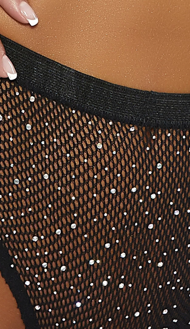Popsi Lingerie Fishnet Rhinestone Crop Top & Panty 4 Popsi Lingerie Fishnet Rhinestone Crop Top & Panty