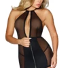 Dreamgirl Black Mesh Zipper Chemise Dress