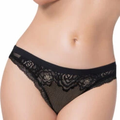 Seven Til Midnight Black Wide Elastic Waistband Thong Panty Panties