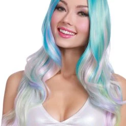 Dreamgirl Aqua Rainbow Wavy Wig Wigs