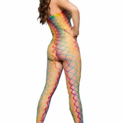 Music Legs Strapless Rainbow Net Bodystocking