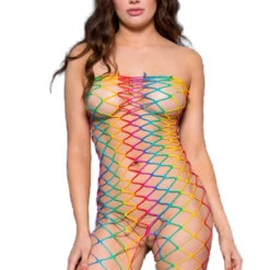 Music Legs Strapless Rainbow Net Bodystocking