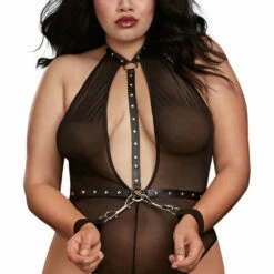 Dreamgirl Lingerie Teddy With Clasped Wrist Restraints Play Set