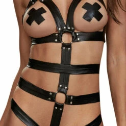 Dreamgirl Lingerie Fiery Faux Leather Teddy & Wrist Restraints 9 Dreamgirl Lingerie Fiery Faux Leather Teddy & Wrist Restraints