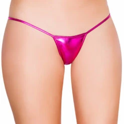 Roma Costume Panties Metallic Pink'Y' Back Micro Thong Bikini Bottom