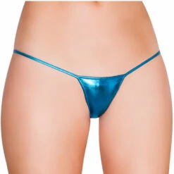 Roma Costume Panties Metallic Turquoise 'Y' Back Micro Thong Bikini Bottom