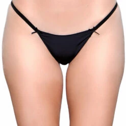Be Wicked Black Thong Panty With Satin Bows Panties