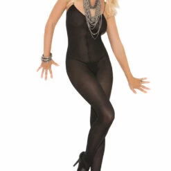 Elegant Moments Black Opaque Crotchless Body Stocking Lingerie 9 Elegant Moments Black Opaque Crotchless Body Stocking Lingerie