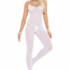 Elegant Moments White Opaque Crotchless Bodystocking