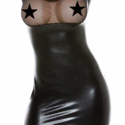 Allure Fishnet & Wet Look Long Sleeve Mini Dress Lingerie 7 Allure Fishnet & Wet Look Long Sleeve Mini Dress Lingerie