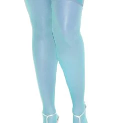 Elegant Moments Turquoise Sheer Thigh High Leggings