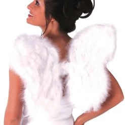Rubies White Faux Feather Angel Wings