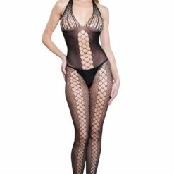 Be Wicked Lingerie Flirty Designs Halter Crotchless Body Stocking