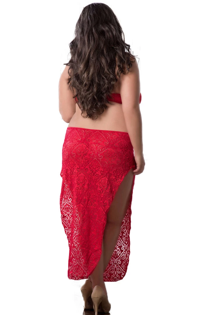G World Intimates Plus Size Sensual Red Lace Night Dress 2 G World Intimates Plus Size Sensual Red Lace Night Dress