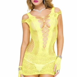 Music Legs Neon Shredded Straps Bodystocking Dress Lingerie