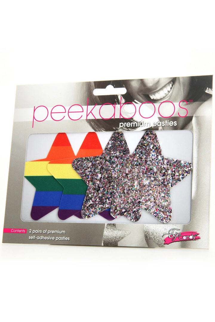 XGEN Pride And Rainbow Glitter Stars Nipple Pasties 1 XGEN Pride And Rainbow Glitter Stars Nipple Pasties