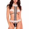 Music Legs White And Black Banded Teddy Lingerie