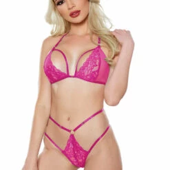 Allure Hot Pink Lace Bra Set