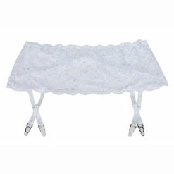 Shirley Of Hollywood White Stretch Lace Garter Belt