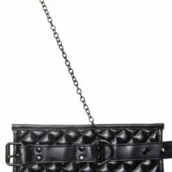 Allure Quilted Faux Leather Chained Collar & Wrist Cuffs Lingerie
