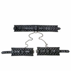 Allure Quilted Faux Leather Chained Collar & Wrist Cuffs Lingerie