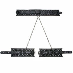 Allure Quilted Faux Leather Chained Collar & Wrist Cuffs Lingerie