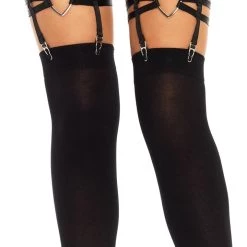 Leg Avenue Hosiery Dual Strap & Metal Hearts Thigh High Leg Harnesses