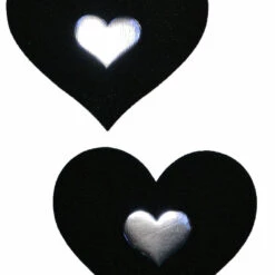 GE Apparel Black And Silver Heart Pasties
