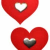 GE Apparel Red And Silver Heart Nipple Pasties
