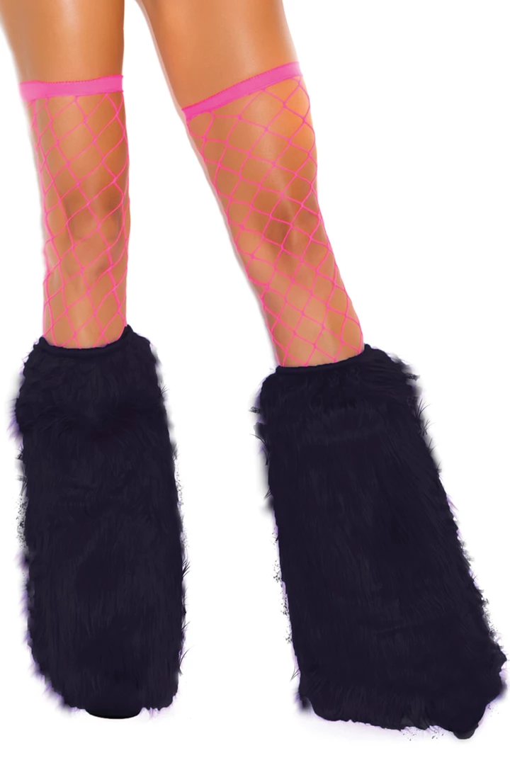 Elegant Moments Black Furry Leg Warmers Hosiery 1 Elegant Moments Black Furry Leg Warmers Hosiery