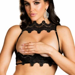 Shirley Of Hollywood Venice Lace Choker Bra With Plastic Cups