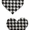 GE Apparel Black And White Houndstooth Heart Nipple Pasties