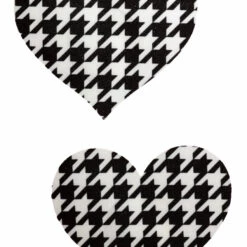 GE Apparel Black And White Houndstooth Heart Nipple Pasties