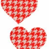 GE Apparel Red And White Houndstooth Heart Nipple Pasties