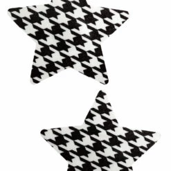 GE Apparel Black And White Houndstooth Star Nipple Pasties