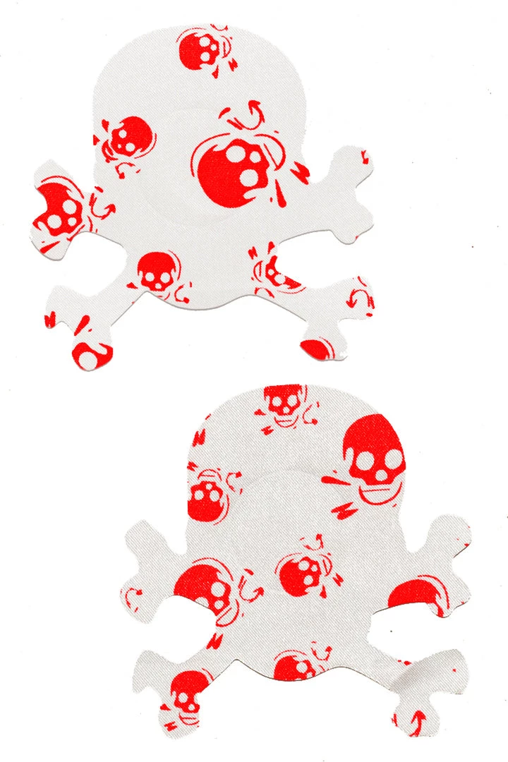 GE Apparel Red And White Skull Print Nipple Pasties 1 GE Apparel Red And White Skull Print Nipple Pasties