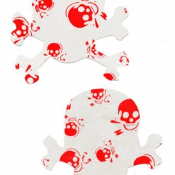 GE Apparel Red And White Skull Print Nipple Pasties