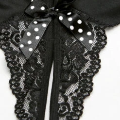 Shirley Of Hollywood Crotchless Black Spandex Panty With Polka Dot Bow
