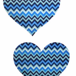 GE Apparel Blue Zig Zag Heart Nipple Pasties