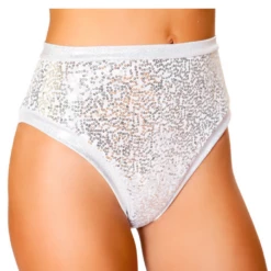 Roma Costume Silver Sequin High Waist Shorts Bottoms