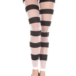 Music Legs Sheer Striped Footless Leggings Hosiery