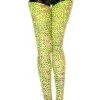 Music Legs Neon Cutout Leopard Print Tights Hosiery