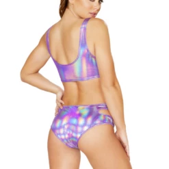 Roma Costume Lingerie Bodysuits Purple Shimmer Cutout Bodysuit