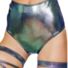 Roma Costume Iridescent Blue High Waist Shorts