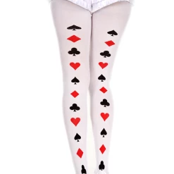 Music Legs Poker Cards Backseam Pantyhose Hosiery