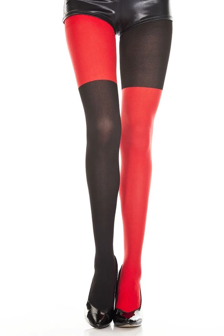 Music Legs Red And Black Mismatch Pantyhose 1 Music Legs Red And Black Mismatch Pantyhose