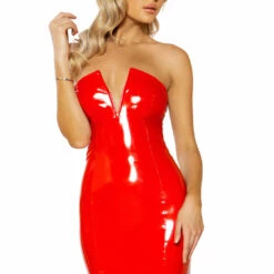 Roma Vinyl Vamp Red Tube Dress Clothing